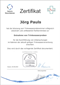 Zertifikat - Deutsche Wasserakademie